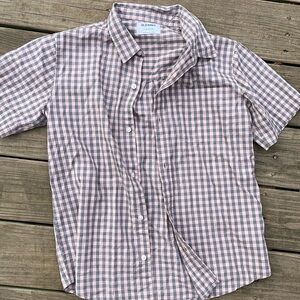 Pink and grey Buffalo check button down dress shirts